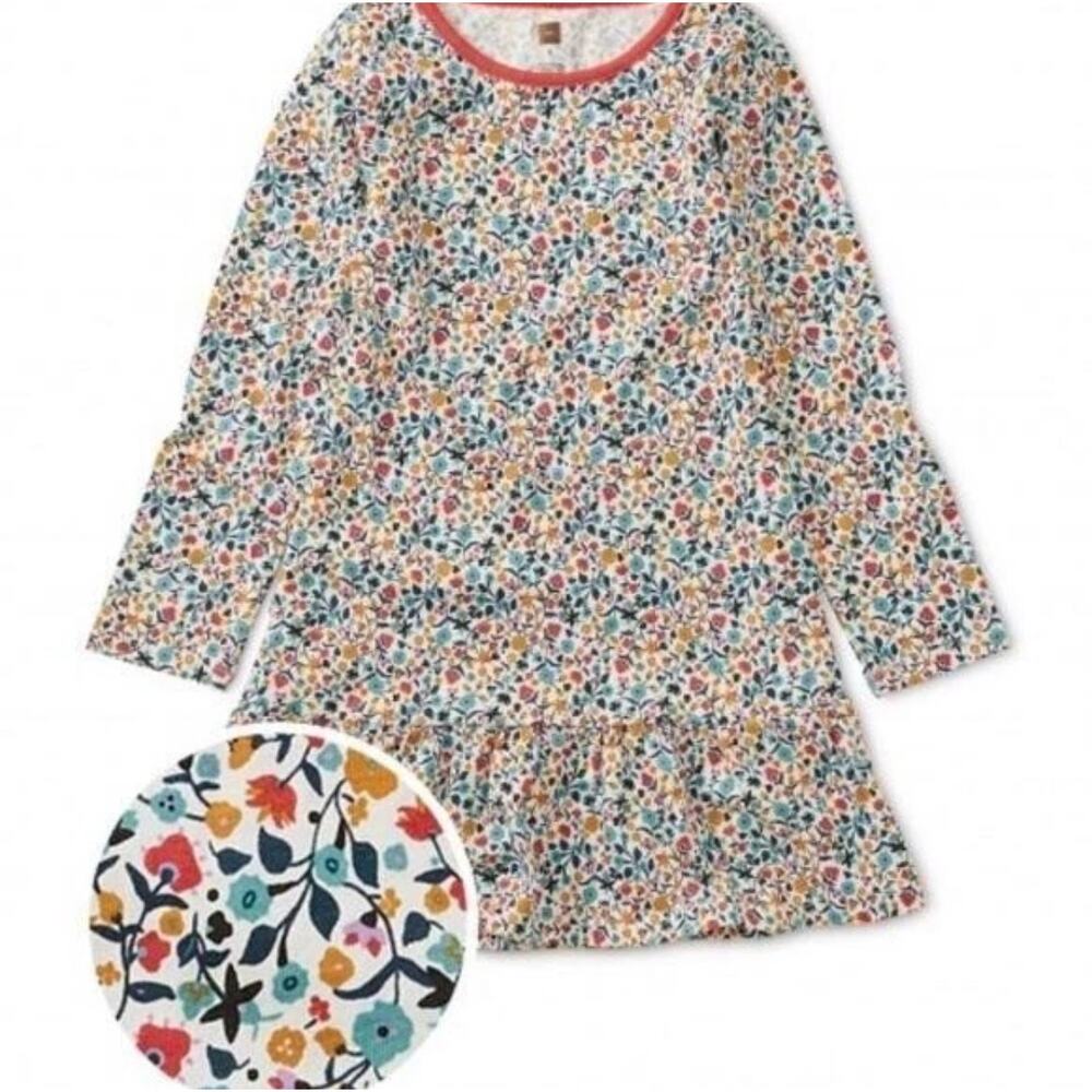 Tea Collection Sunrise Floral Chalk Printed Ruffle Dress
